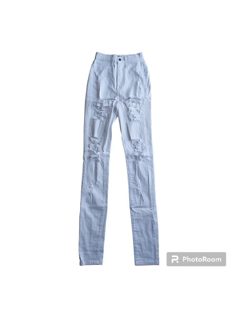 Aphrodite Women Style 4177 High Waist White Distressed Skinny Jeans - Size 3